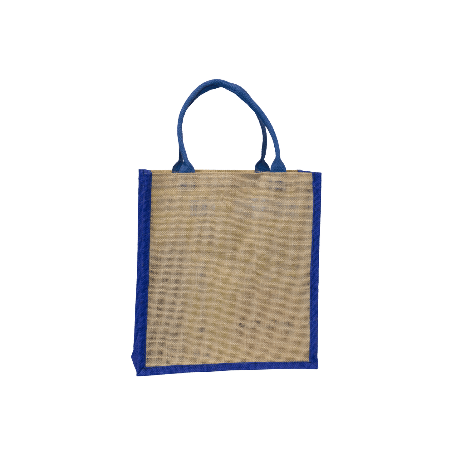 Eco-friendly jute bag with blue trim, a sustainable and stylish choice for promotional giveaways and corporate gifts.