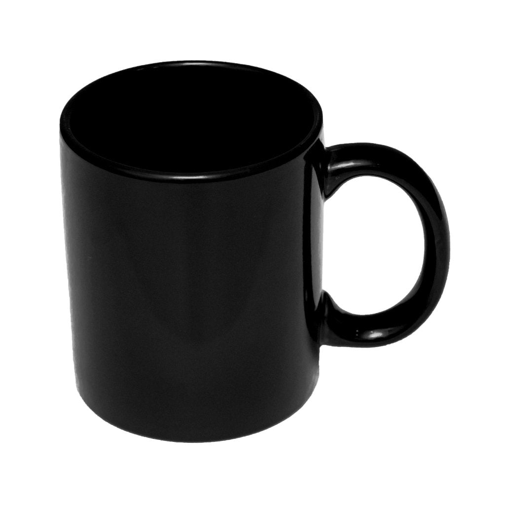 Custom black mug for corporate logo, swags and gifts