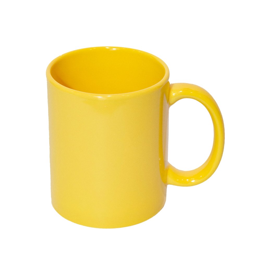 Custom logo yellow ceramic mug designed for corporate merchandise