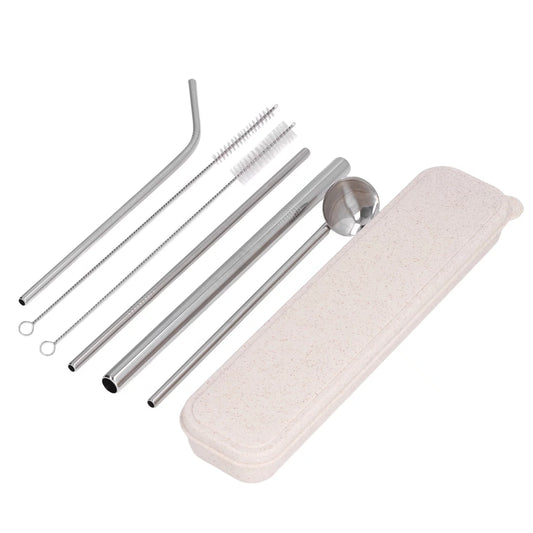 Eco-friendly stainless steel straw set with box for corporate branding