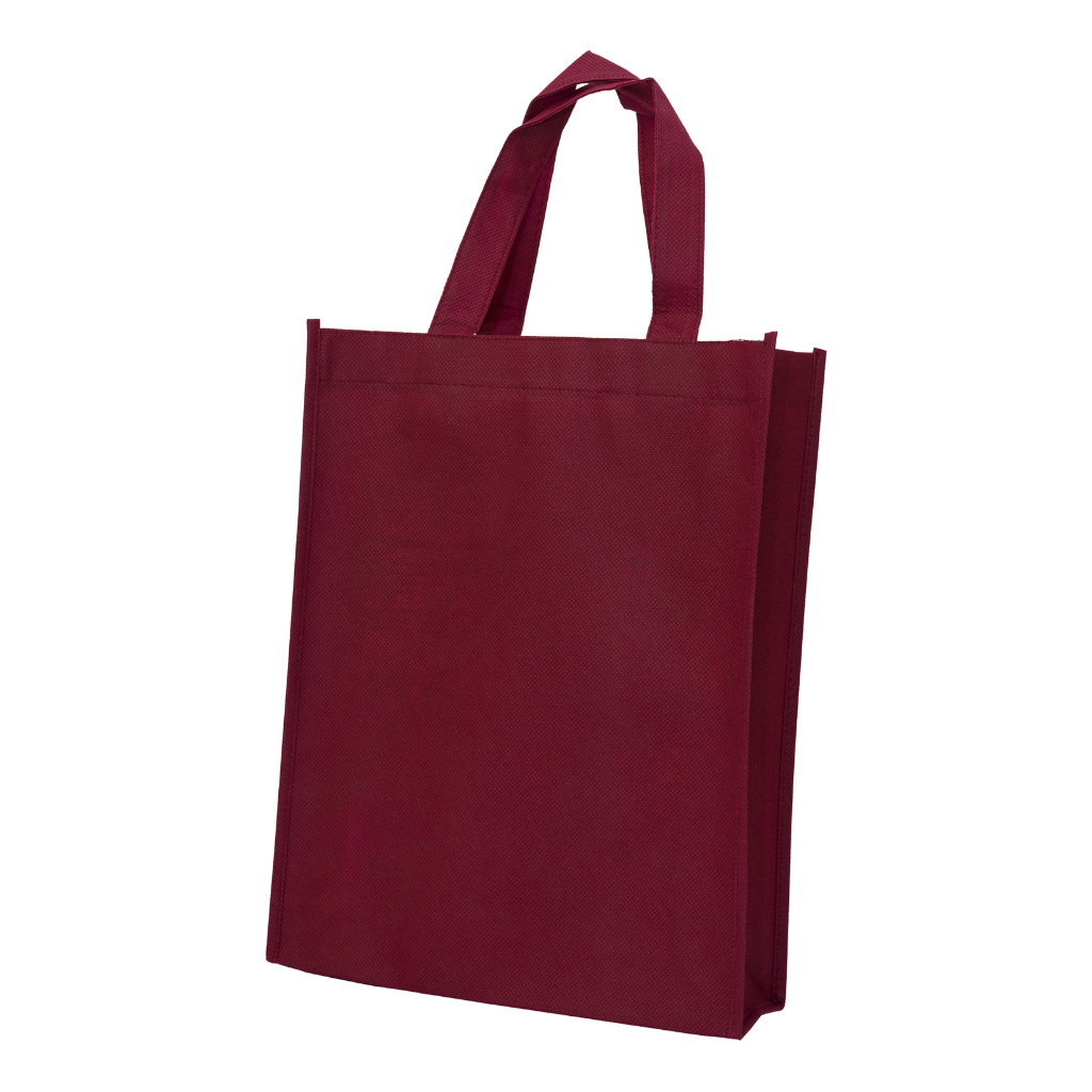 Maroon non-woven tote bag perfect for upscale gifts and presentations. Customize it with your branding for a memorable impression.