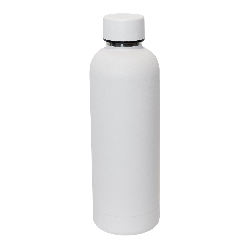 Personalised white vacuum flask with your logo, perfect for merchandise and giveaways