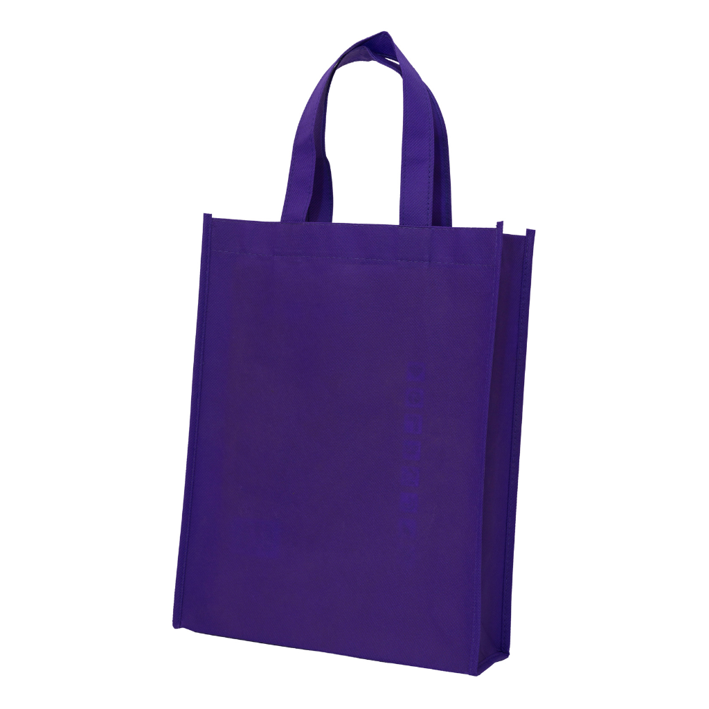 Practical and reusable purple non-woven tote bag, an eco-friendly choice for custom printing and everyday use.