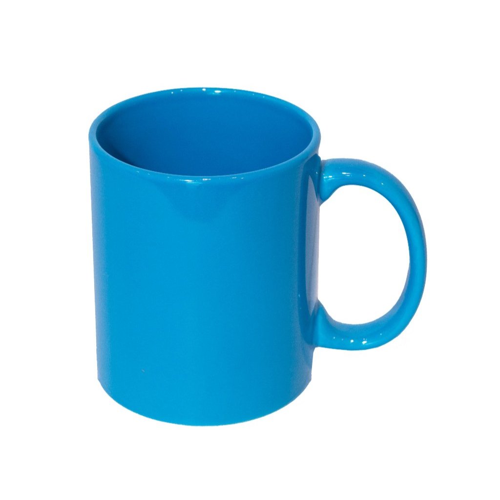 sea blue ceramic mug perfect for corporate logo merchandise and branding