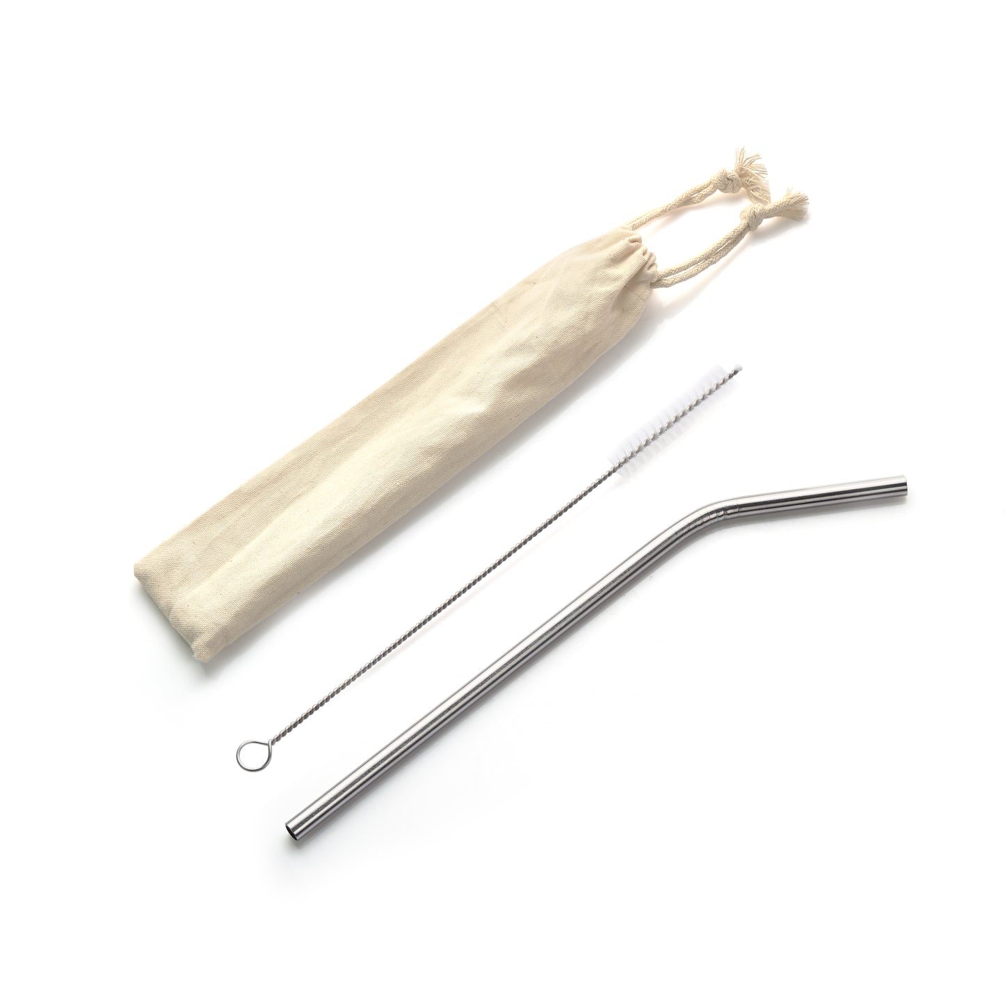 Custom eco-friendly stainless steel straw set in a canvas pouch for corporate gifts