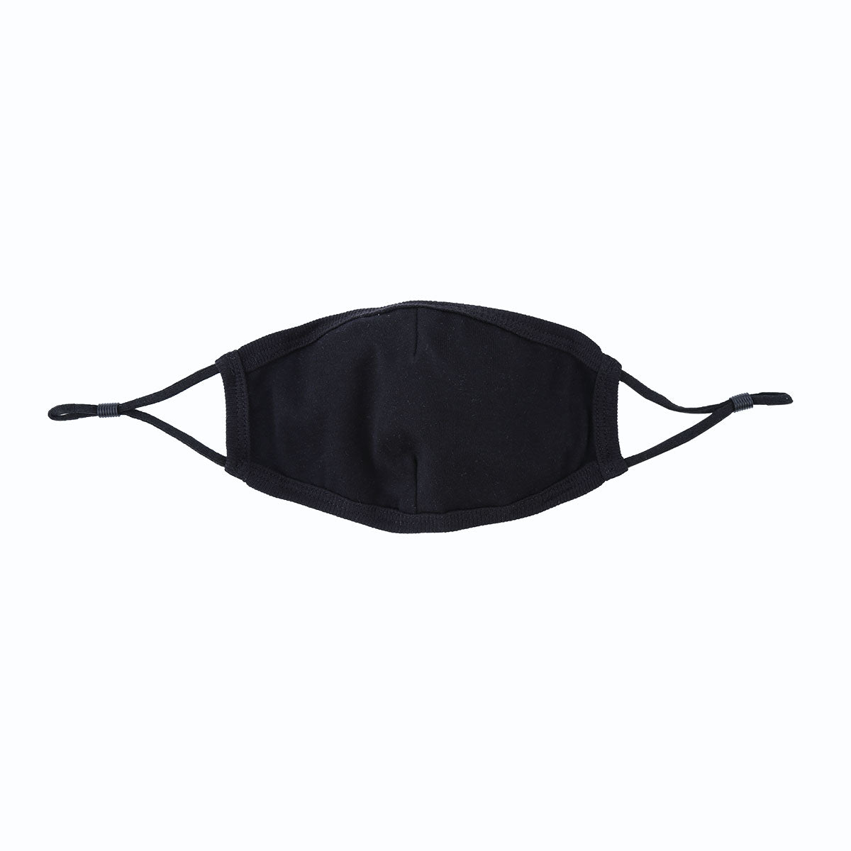 Kids' black reusable face mask with adjustable ear loops for comfort and secure fit. Customizable for corporate gifts and promotional items.